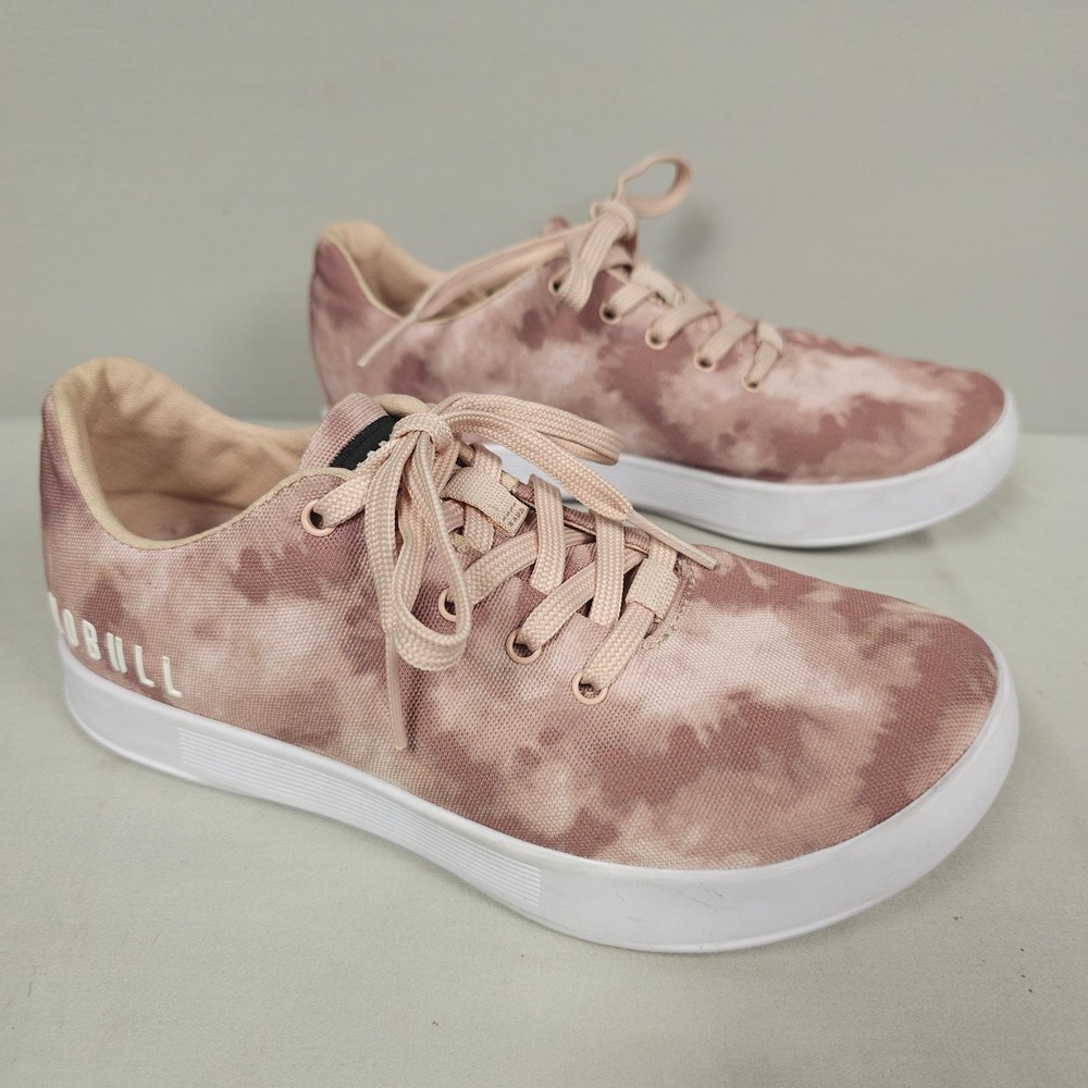 Nobull Canvas Trainer Shoes Women Size 7 Dusty Rose Pink Tie Dye
